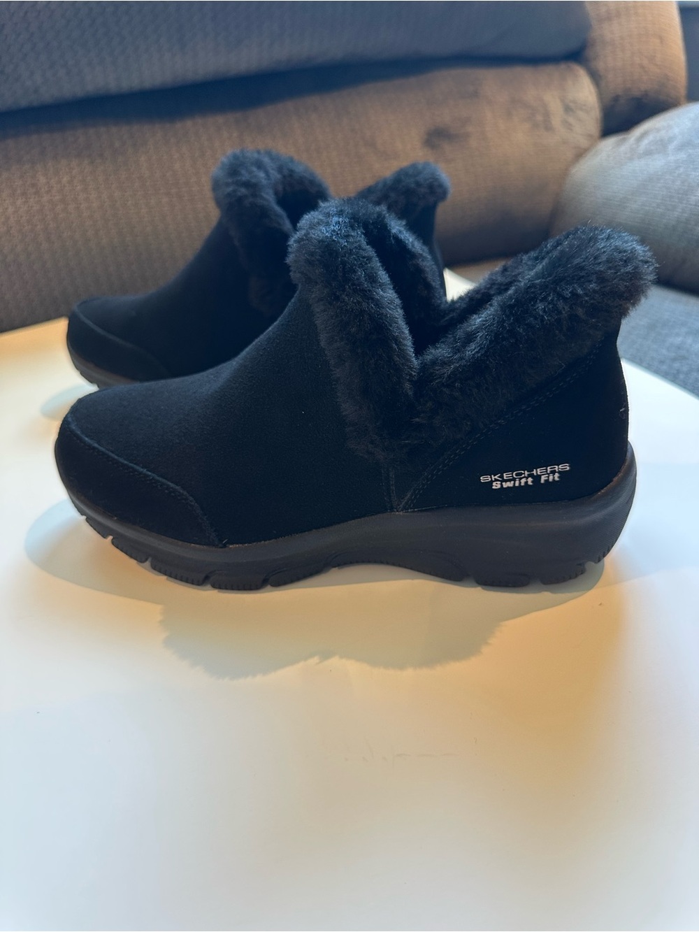 Skechers Black Faux Fur-Lined Slip-On Sneakers